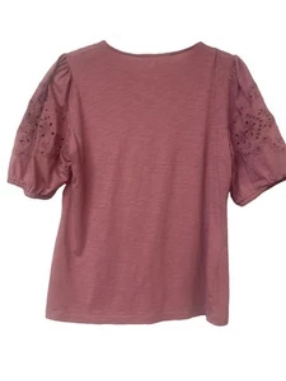 Boden Ada Eyelet Embroidery Knit Puffed Sleeve Top Cotton /Modal Lilas pink Sz 4 - Picture 9 of 10